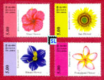 Sri Lanka Stamps - Flowers of Sri Lanka 2012, Binara, Shoe Flower, Frangipani, Sunflower
